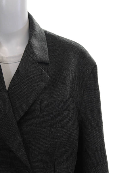 Vicolo Women Classic Check Dark Gray Blazer Collared Button Long Sleeve Size S