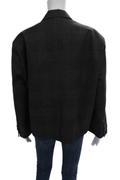 Vicolo Women Classic Check Dark Gray Blazer Collared Button Long Sleeve Size S