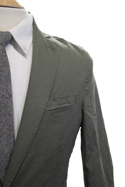 Designer Mens Army Green Blazer Collared Button Fall Size 50