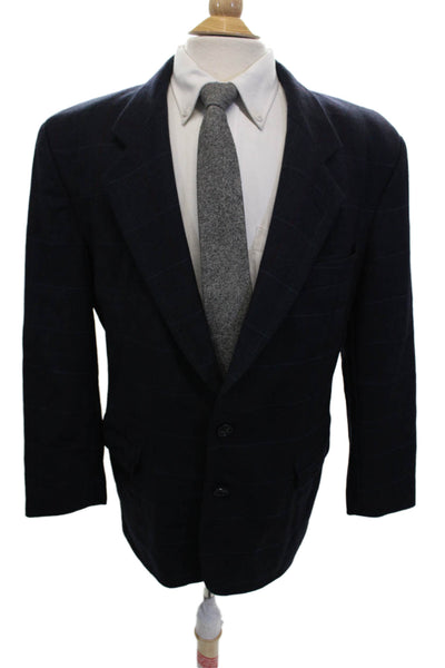 Boss Hugo Boss Mens Dark Blue Check Virgin Wool Blazer Button Classic Size 40