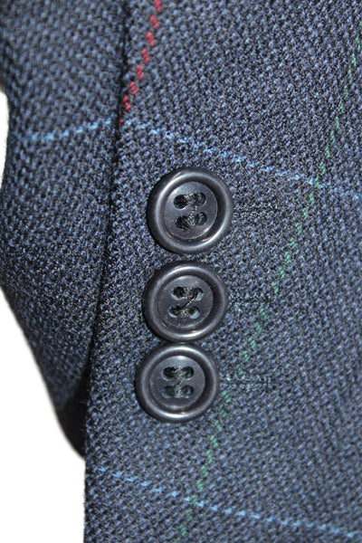 Boss Hugo Boss Mens Dark Blue Check Virgin Wool Blazer Button Classic Size 40