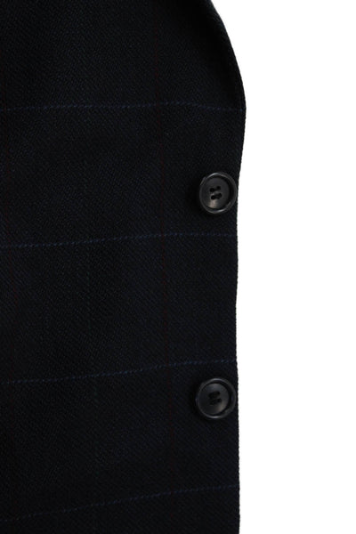 Boss Hugo Boss Mens Dark Blue Check Virgin Wool Blazer Button Classic Size 40