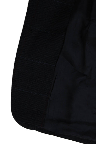 Boss Hugo Boss Mens Dark Blue Check Virgin Wool Blazer Button Classic Size 40