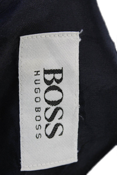 Boss Hugo Boss Mens Dark Blue Check Virgin Wool Blazer Button Classic Size 40
