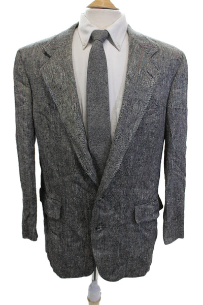 Hart Schaffner Marx Men Gray Herringbone Silk Sport Coat Size 40