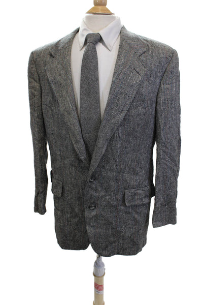 Hart Schaffner Marx Men Gray Herringbone Silk Sport Coat Size 40