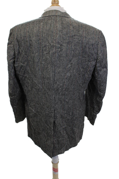 Hart Schaffner Marx Men Gray Herringbone Silk Sport Coat Size 40