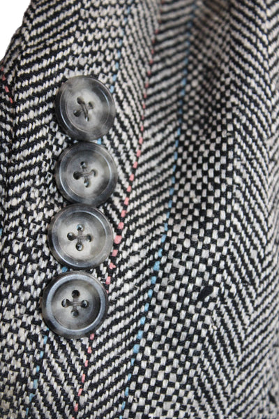 Hart Schaffner Marx Men Gray Herringbone Silk Sport Coat Size 40