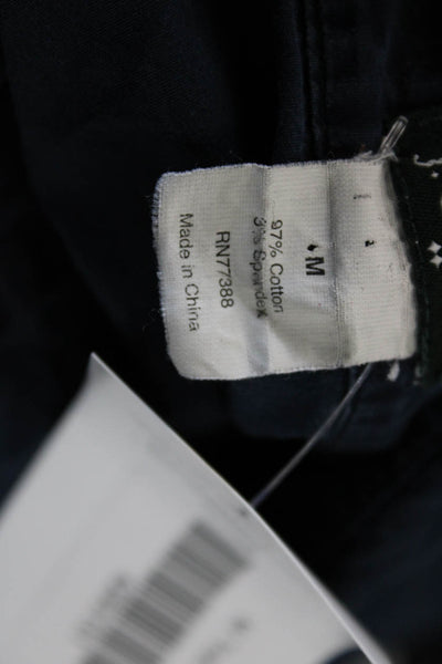 J Crew Women Dark Blue Collared Long Sleeve Button-Up Top Basic Size M