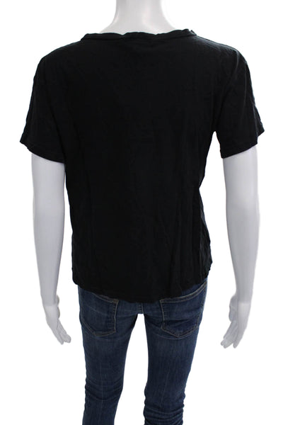 LNA Women Basic Black Cotton Crew Neck Short Sleeve T-Shirt Grunge Size S