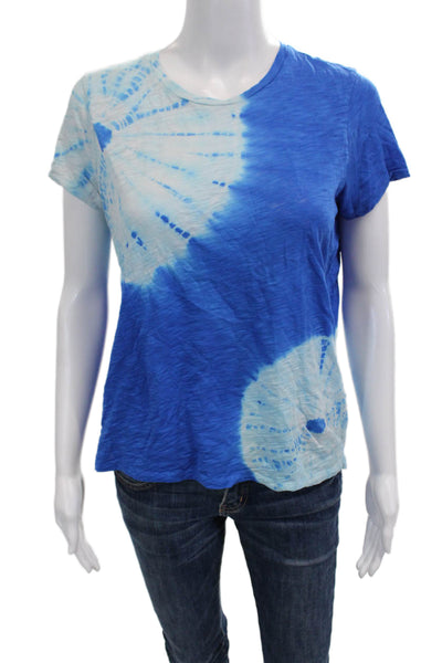 Goldie Women Jersey T Shirt Blue Crew Neck Pima Cotton Short Sleeve Size S