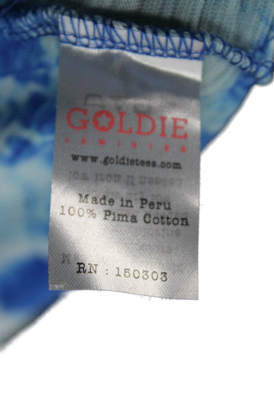 Goldie Women Jersey T Shirt Blue Crew Neck Pima Cotton Short Sleeve Size S