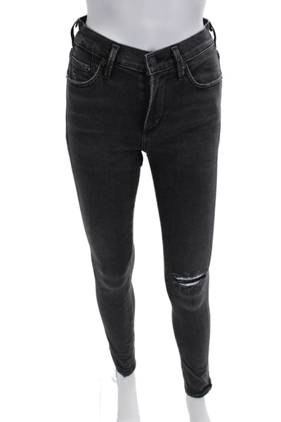 Citizens of Humanity Women Skinny Ankle Jeans Dark Gray Button Fly Size 24