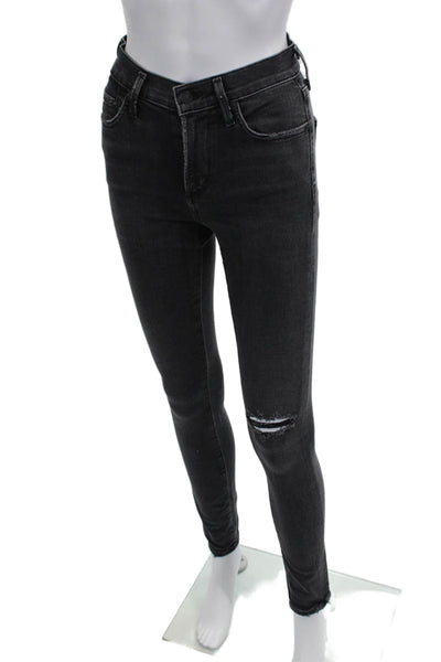 Citizens of Humanity Women Skinny Ankle Jeans Dark Gray Button Fly Size 24
