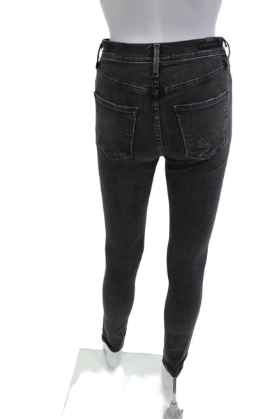 Citizens of Humanity Women Skinny Ankle Jeans Dark Gray Button Fly Size 24