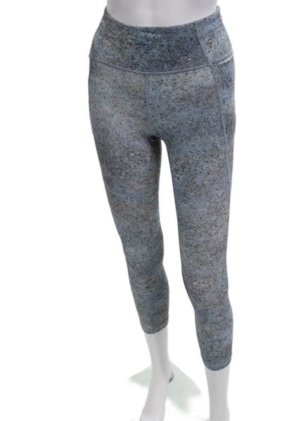 Lululemon Women Cropped Blue Nylon Blend Leggings Grunge Fall Size 2