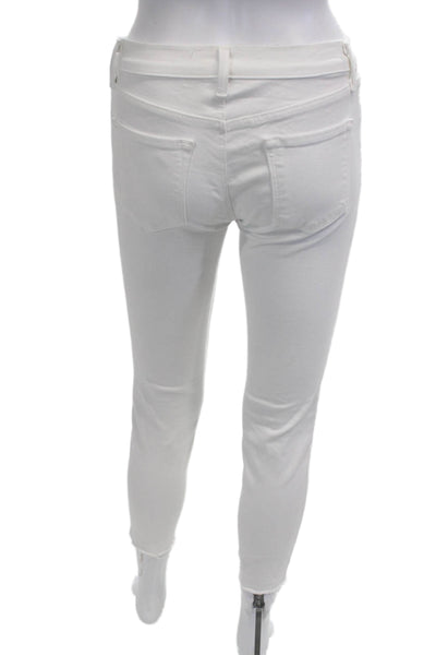 J Brand Womens Ankle Skinny White Jeans Mid Rise Button Size 25