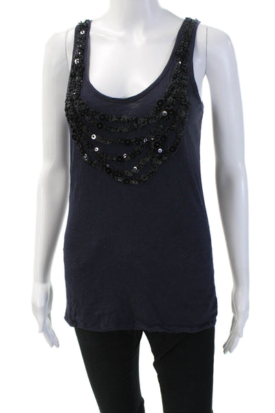 J Crew Womens Basic Jersey Tank Dark Blue Cotton Round Neck Size S