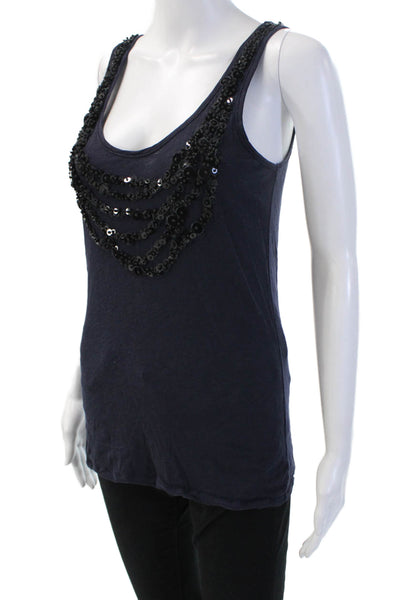 J Crew Womens Basic Jersey Tank Dark Blue Cotton Round Neck Size S