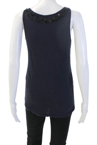 J Crew Womens Basic Jersey Tank Dark Blue Cotton Round Neck Size S