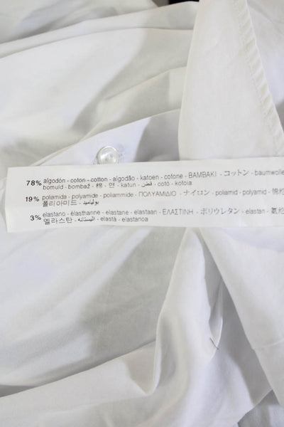 Zara Women Basic Collared Button-Up Long Sleeve White Cotton Top Size S