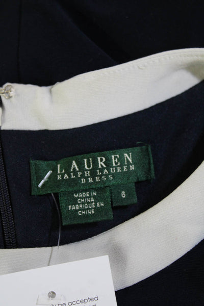 Lauren Ralph Lauren Womens Sheath Dress Dark Blue 3/4 Sleeve Round Neck Size 6