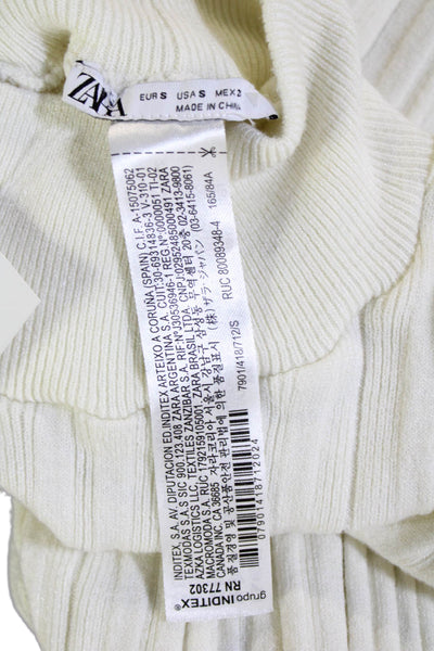 Zara Women Bodycon Sweater Dress Beige Mock Neck Long Sleeve Midi Size S