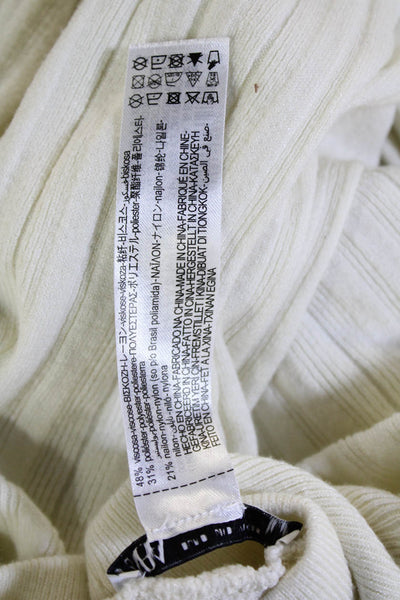 Zara Women Bodycon Sweater Dress Beige Mock Neck Long Sleeve Midi Size S