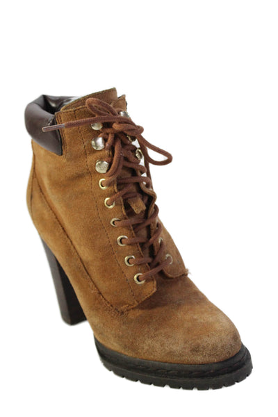 BCBGeneration Womens Lace Up Lined Combat Booties Brown Size 7.5