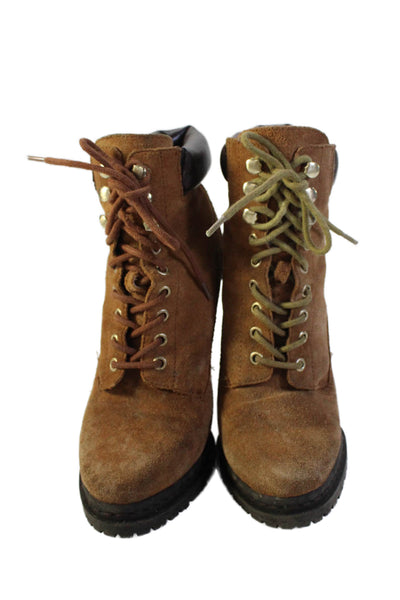 BCBGeneration Womens Lace Up Lined Combat Booties Brown Size 7.5
