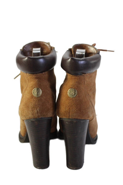 BCBGeneration Womens Lace Up Lined Combat Booties Brown Size 7.5