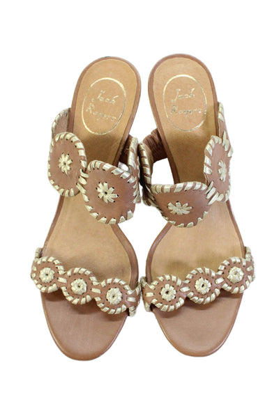 Jack Rogers Womens Open Toe Slip On Strap Heels Nude Size 7.5