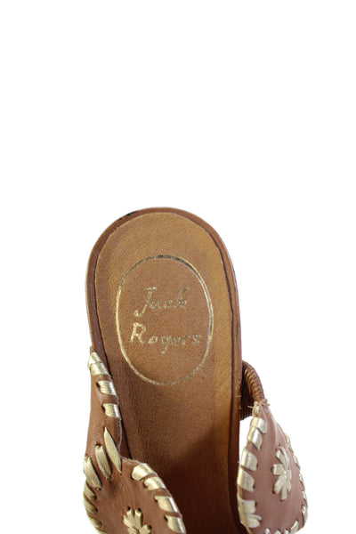 Jack Rogers Womens Open Toe Slip On Strap Heels Nude Size 7.5