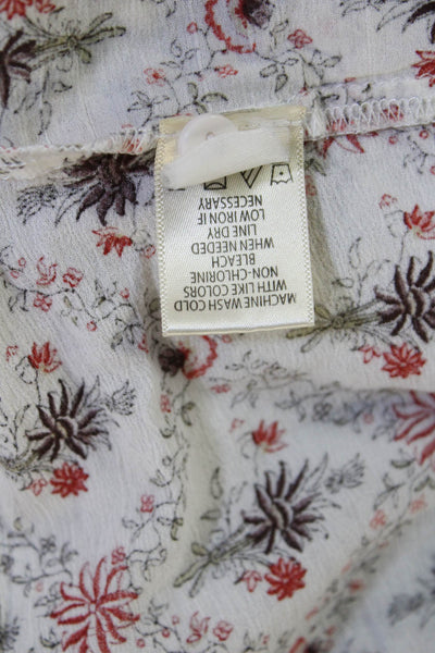 Max Studio Womens Tunic Blouse Sleeveless Floral Beige Cotton Size M