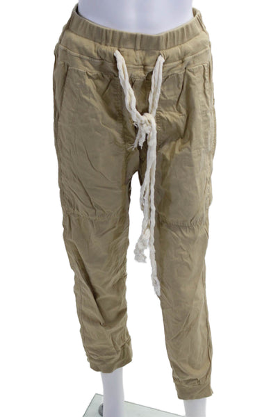 Bassike Womens Beige Jogger Sweatpants Drawstring 100% Cotton Army Size S