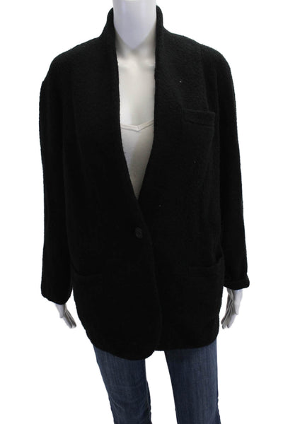 J Crew Womens Black V-Neck Button Coatigan Long Sleeve Size S