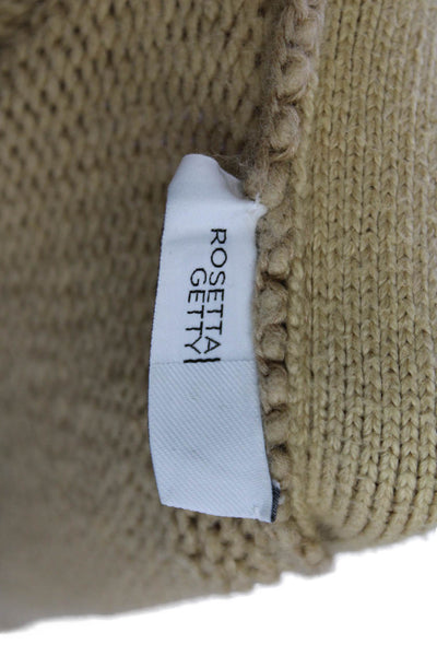 Rosetta Getty Womens Beige V Neck Long Sleeve Cardigan Button 84% Cotton Size L