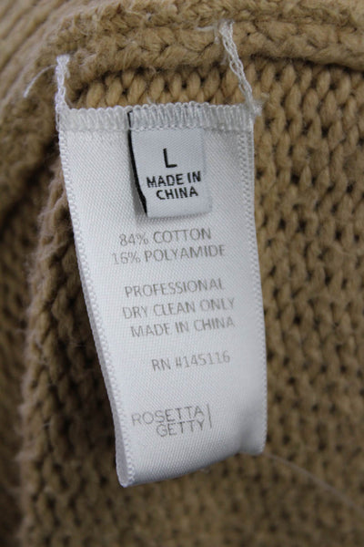 Rosetta Getty Womens Beige V Neck Long Sleeve Cardigan Button 84% Cotton Size L