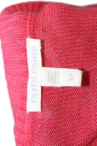 Eileen Fisher Women Red Organic Linen V Neck Long Sleeve Pullover Size S