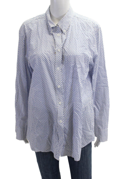 Equipment Femme Womens Collared Button Up Blue Cotton Stars Long Sleeve Size L
