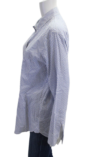 Equipment Femme Womens Collared Button Up Blue Cotton Stars Long Sleeve Size L