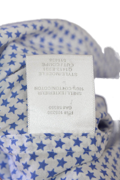 Equipment Femme Womens Collared Button Up Blue Cotton Stars Long Sleeve Size L