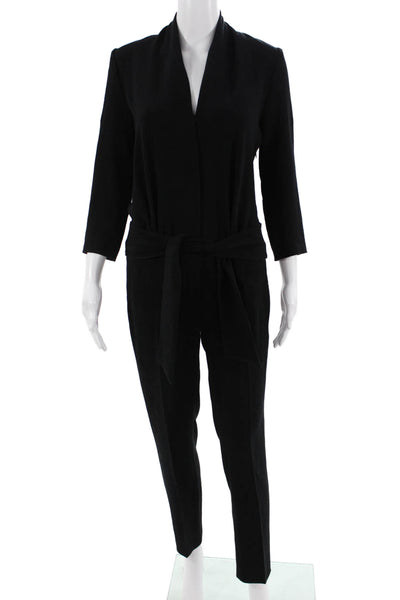 Ba&Sh Women Jumpsuit Black V-Neck 3/4 Sleeve 100% Polyester Size 1