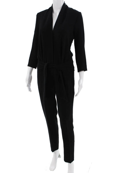Ba&Sh Women Jumpsuit Black V-Neck 3/4 Sleeve 100% Polyester Size 1