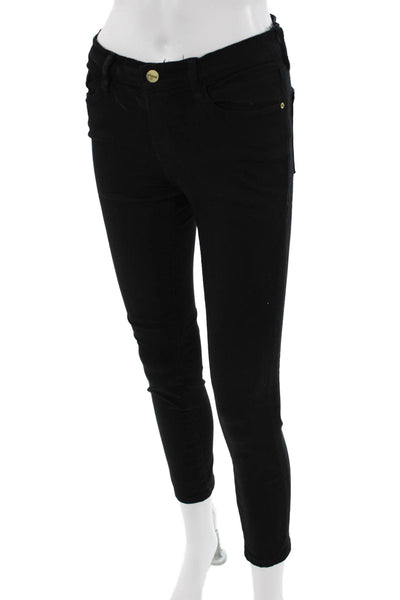 Frame Womens Ankle Skinny Jeans Black Mid Rise Size 26