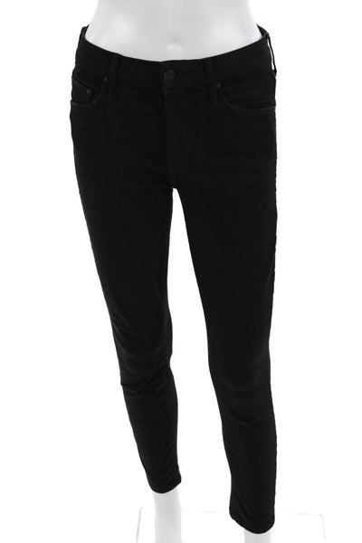 Mother Womens Ankle Skinny Jeans Black Mid Rise Size 26