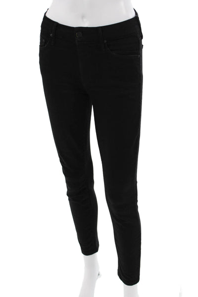 Mother Womens Ankle Skinny Jeans Black Mid Rise Size 26