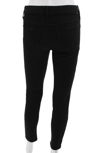 Mother Womens Ankle Skinny Jeans Black Mid Rise Size 26