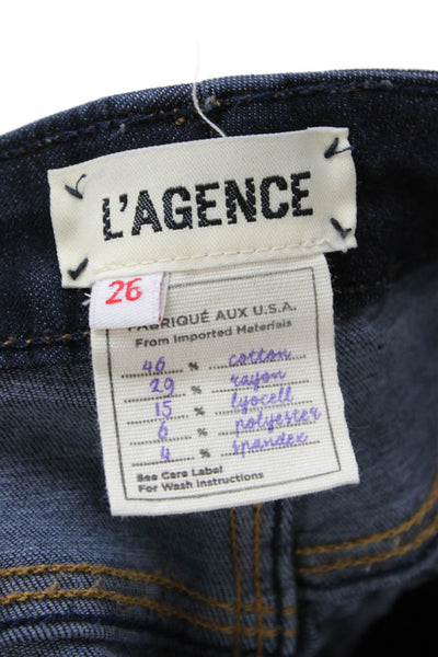 L'Agence Women Ankle Skinny Dark Blue Mid Rise Jeans Size 26