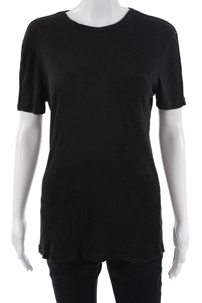 Helmut Lang Women Black Petite Angora Basic T-Shirt Short Sleeve Size S
